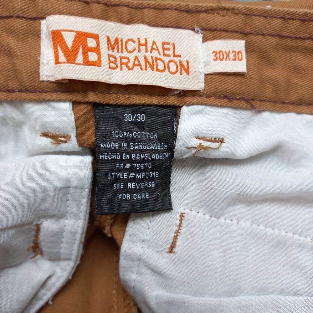 Michael Brandon Men's Tan Chinos Versatile Cotton Twill Size 30 X 30 US - Picture 9 of 12